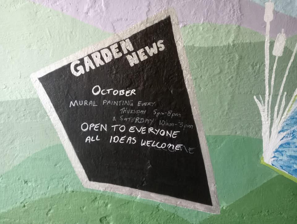 credit:Black board for Yr Ardd News in the tunnel
